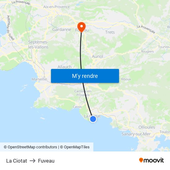 La Ciotat to Fuveau map