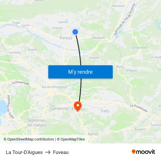 La Tour-D'Aigues to Fuveau map