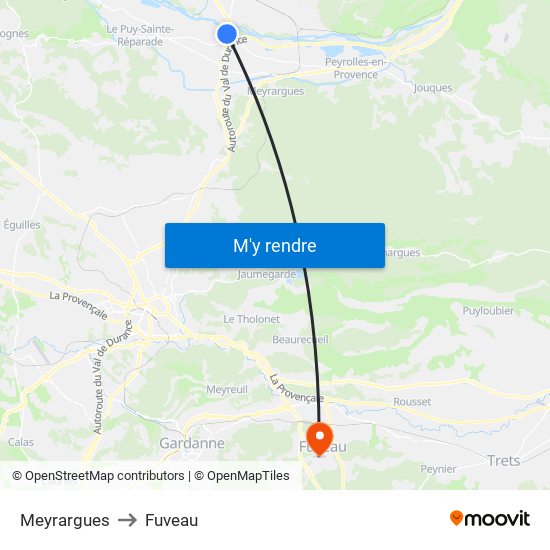 Meyrargues to Fuveau map