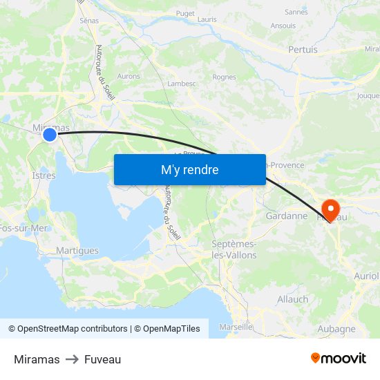 Miramas to Fuveau map
