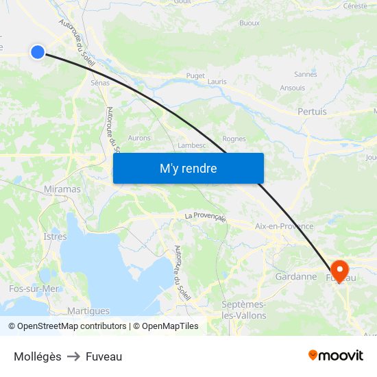 Mollégès to Fuveau map