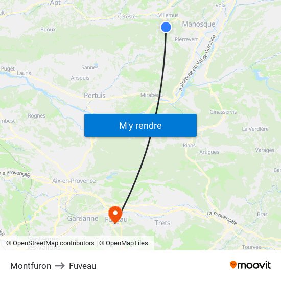 Montfuron to Fuveau map