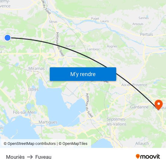Mouriès to Fuveau map