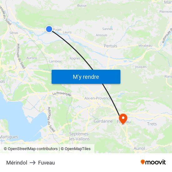 Mérindol to Fuveau map