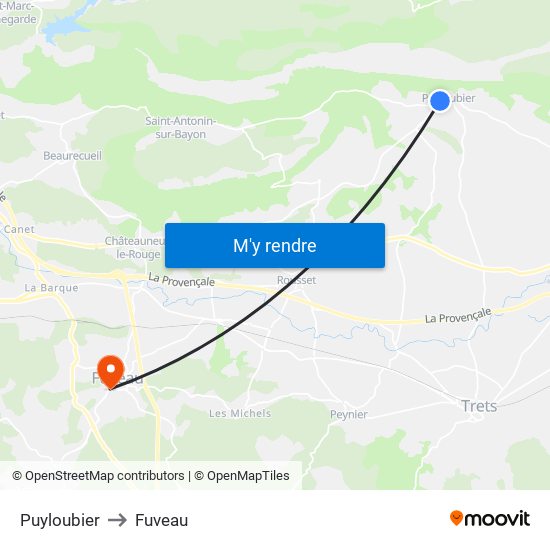 Puyloubier to Fuveau map