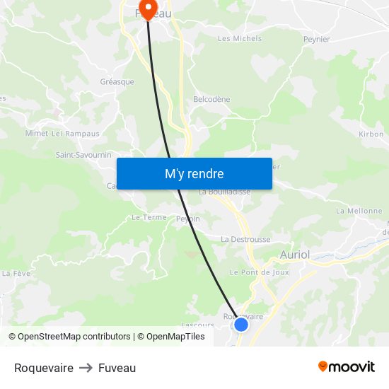 Roquevaire to Fuveau map