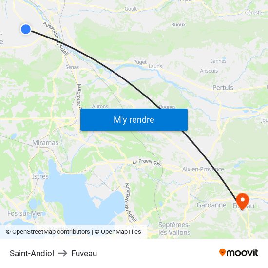 Saint-Andiol to Fuveau map