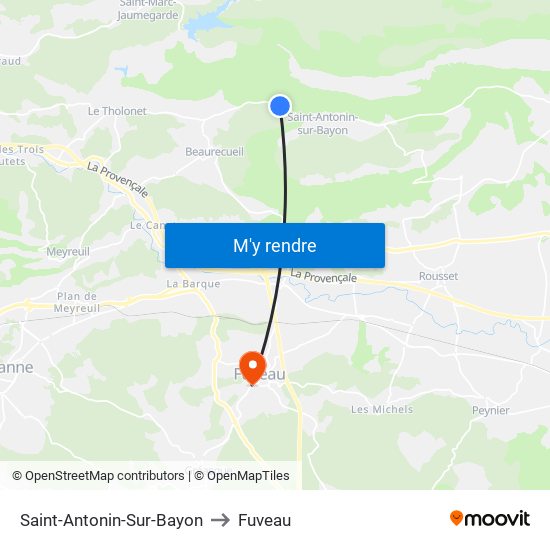 Saint-Antonin-Sur-Bayon to Fuveau map
