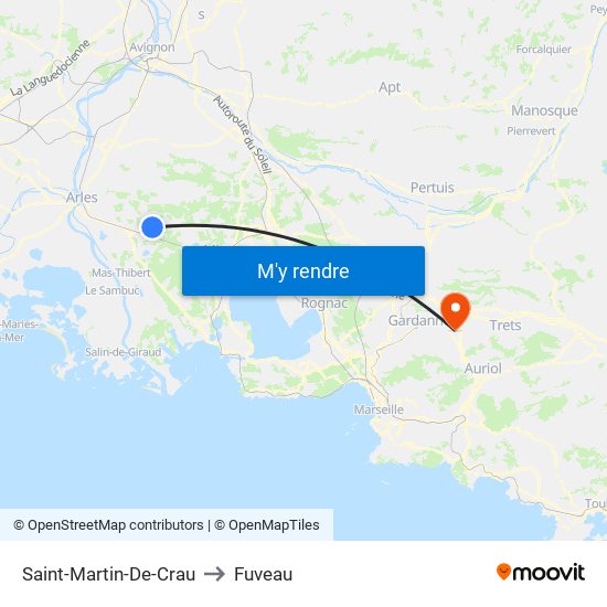 Saint-Martin-De-Crau to Fuveau map