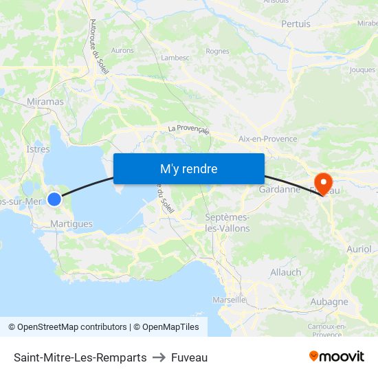 Saint-Mitre-Les-Remparts to Fuveau map