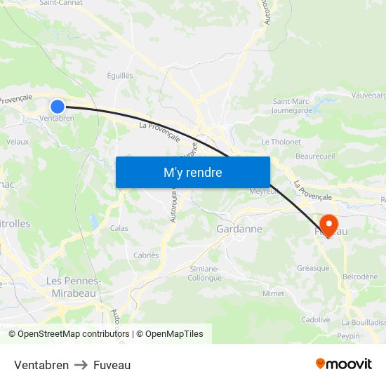 Ventabren to Fuveau map