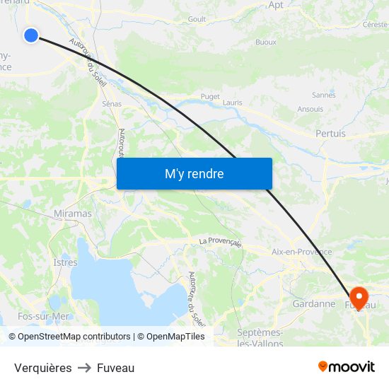 Verquières to Fuveau map