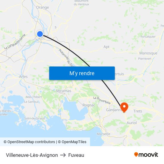 Villeneuve-Lès-Avignon to Fuveau map