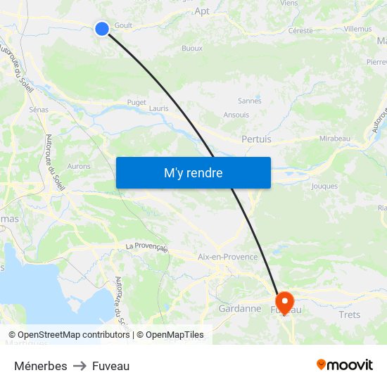 Ménerbes to Fuveau map