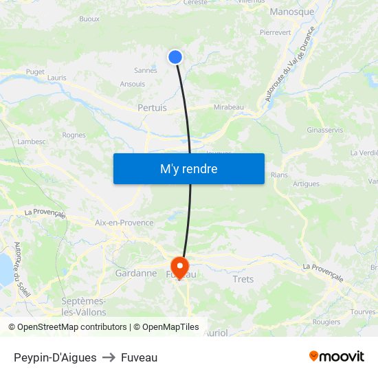 Peypin-D'Aigues to Fuveau map