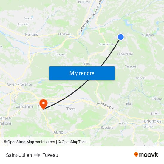 Saint-Julien to Fuveau map