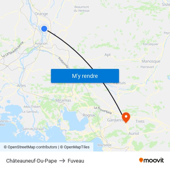 Châteauneuf-Du-Pape to Fuveau map