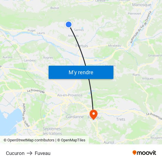 Cucuron to Fuveau map
