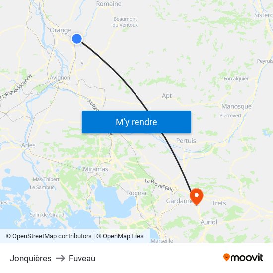 Jonquières to Fuveau map