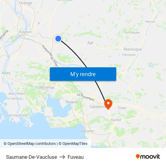 Saumane-De-Vaucluse to Fuveau map