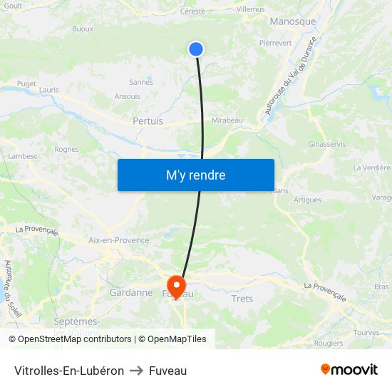 Vitrolles-En-Lubéron to Fuveau map