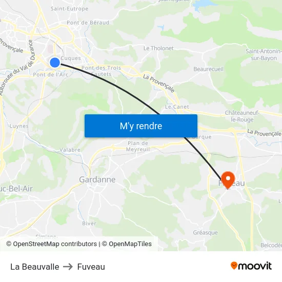 La Beauvalle to Fuveau map
