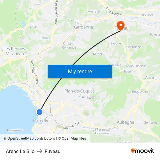Arenc Le Silo to Fuveau map