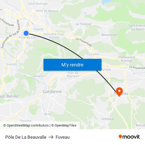 Pôle De La Beauvalle to Fuveau map