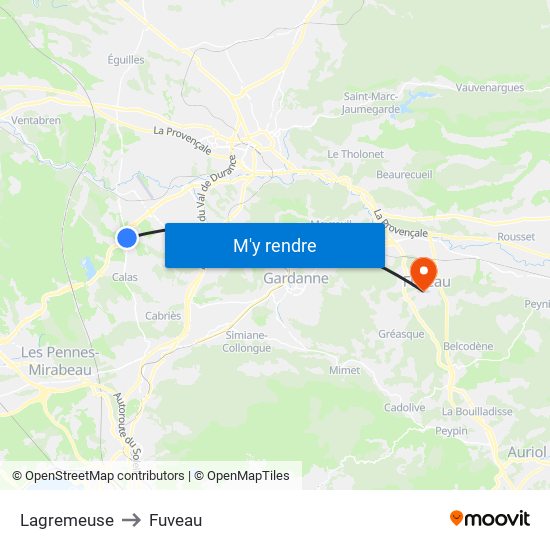 Lagremeuse to Fuveau map