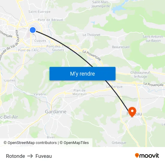 Rotonde to Fuveau map