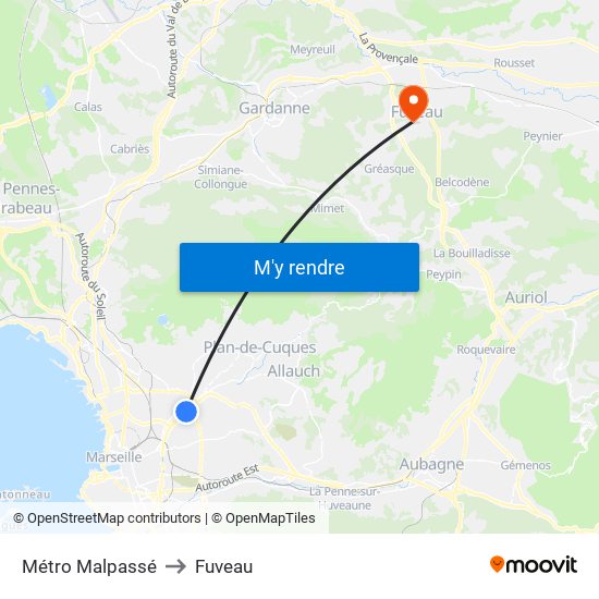 Métro Malpassé to Fuveau map