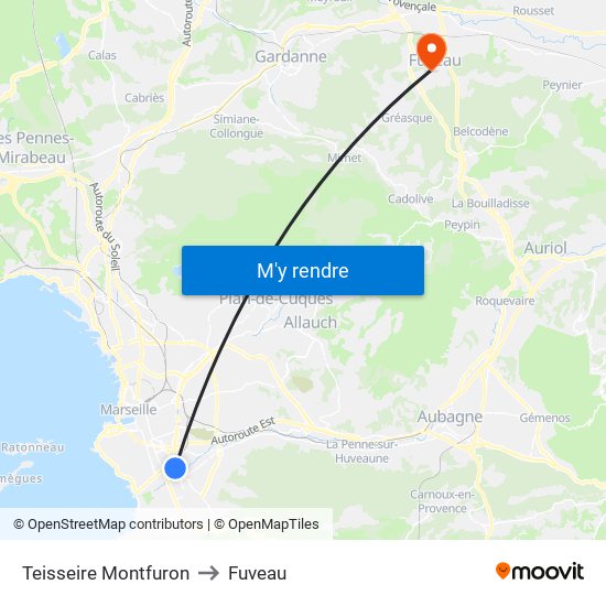 Teisseire Montfuron to Fuveau map