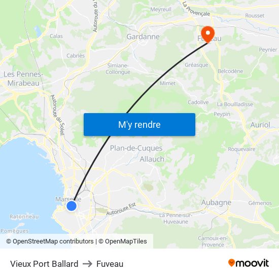 Vieux Port Ballard to Fuveau map