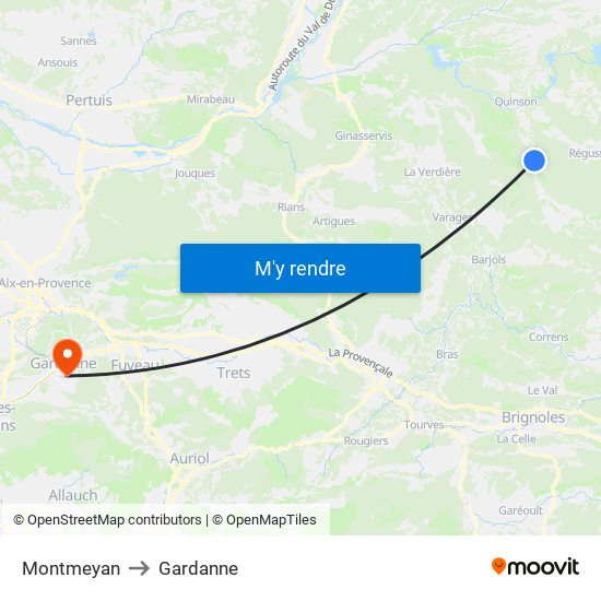 Montmeyan to Gardanne map