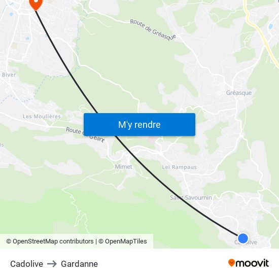 Cadolive to Gardanne map