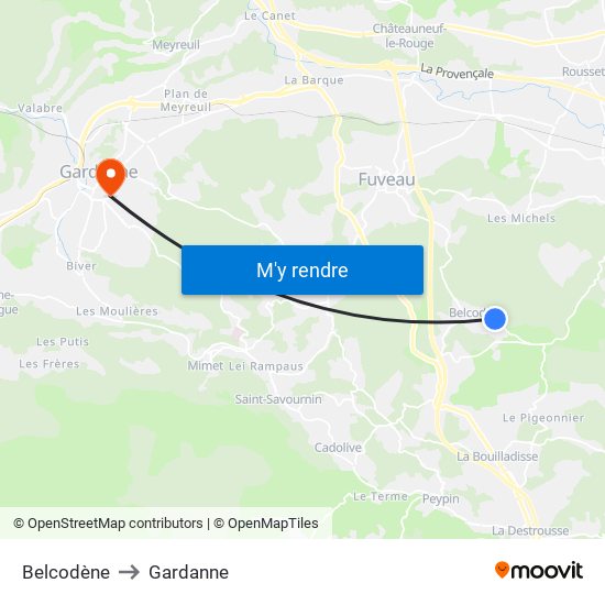 Belcodène to Gardanne map