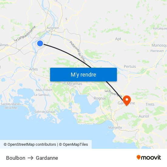 Boulbon to Gardanne map