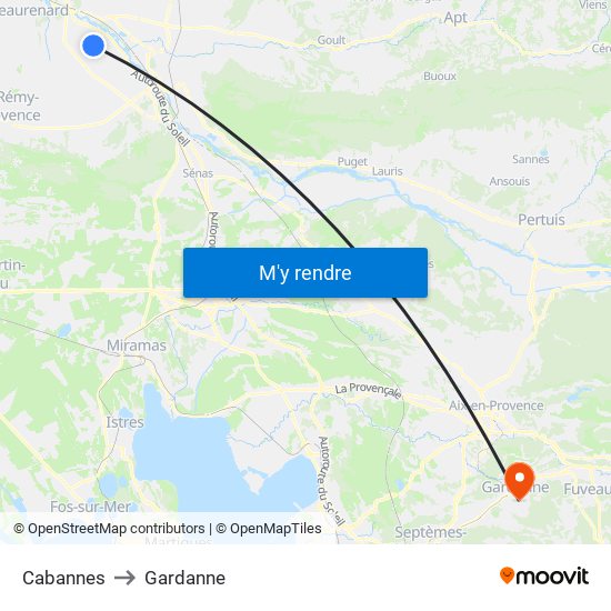 Cabannes to Gardanne map