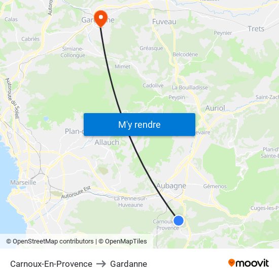Carnoux-En-Provence to Gardanne map