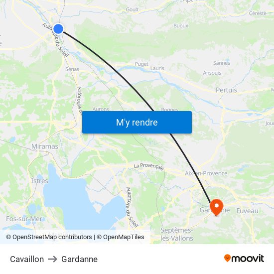 Cavaillon to Gardanne map
