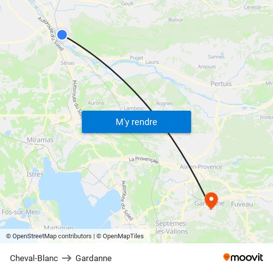 Cheval-Blanc to Gardanne map