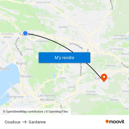 Coudoux to Gardanne map