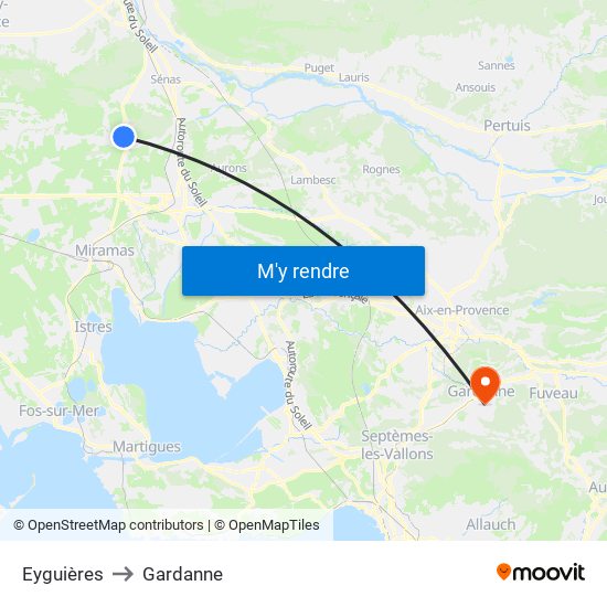 Eyguières to Gardanne map