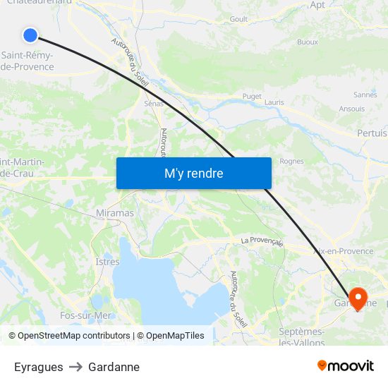 Eyragues to Gardanne map