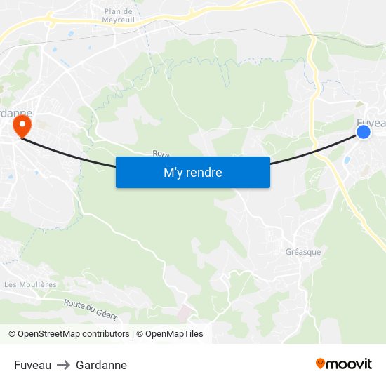 Fuveau to Gardanne map