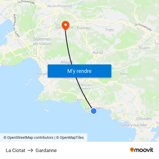 La Ciotat to Gardanne map