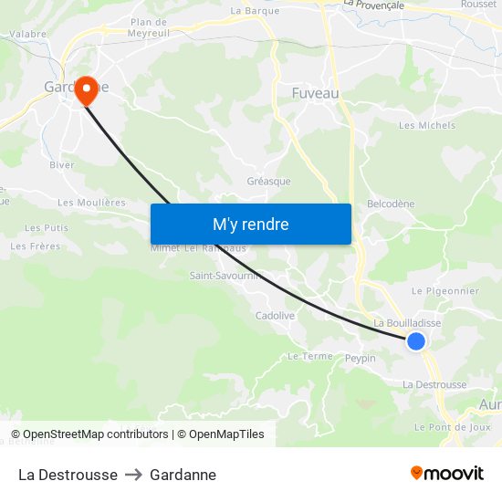 La Destrousse to Gardanne map
