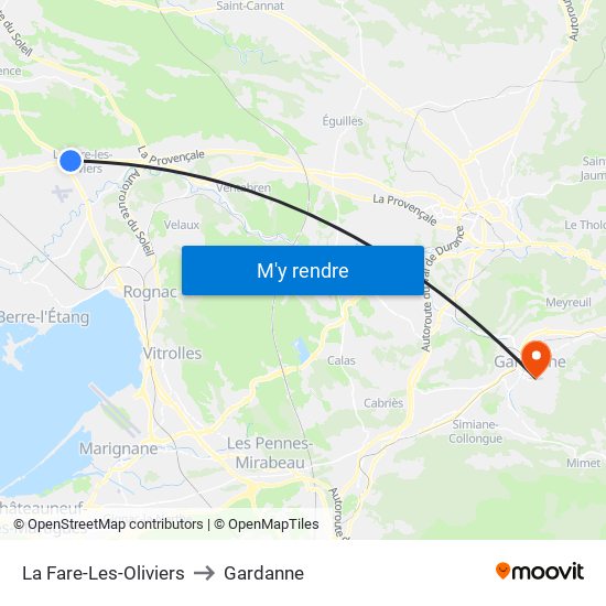 La Fare-Les-Oliviers to Gardanne map