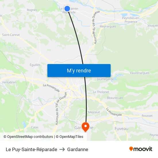 Le Puy-Sainte-Réparade to Gardanne map