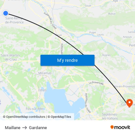 Maillane to Gardanne map